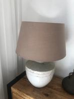 Grijs/creme lampenvoet met taupe lampenkap, Ophalen, Rond, Grijs, Landelijk