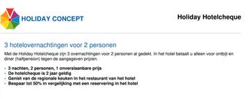 3 hotel overnachtingen van holiday concept beschikbaar voor biedingen