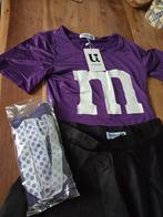 Paars M&M kostuum - Uwantisell - Maat L (valt klein), Uwantisell, Carnaval, Maat 42/44 (L), Ophalen of Verzenden