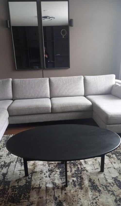Home Delight Salontafel eiken mat zwart ovaal 70x45x120 cm, Huis en Inrichting, Tafels | Salontafels, Nieuw, Minder dan 50 cm