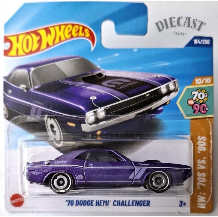 Hot Wheels '70 Dodge Hemi Challenger, Purple, Hobby en Vrije tijd, Modelauto's | Overige schalen, Nieuw, Auto, Ophalen