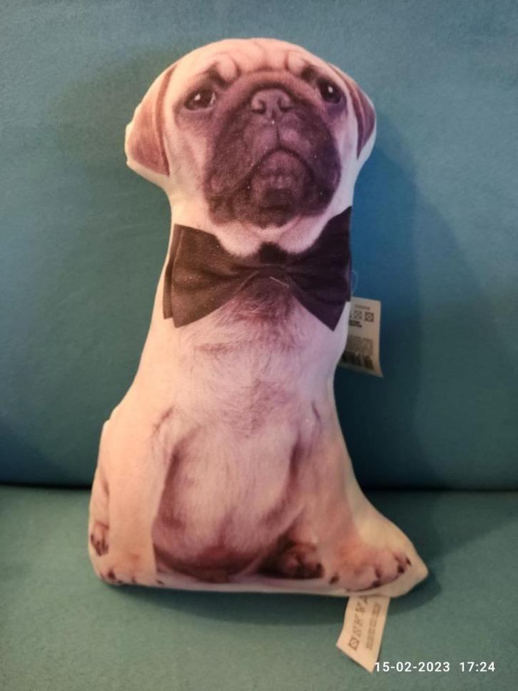 Pug (mopshond) Kussentje (nieuw), Huis en Inrichting, Woonaccessoires | Kussens, Nieuw, Overige kleuren, Rechthoekig, Verzenden