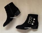 Enkellaarsjes zwart met siergespen maat 38, Zwart, Lage of Enkellaarzen, Ophalen of Verzenden, Zo goed als nieuw