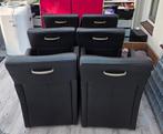 6 verrijdbare leren eetstoelen, Huis en Inrichting, Stoelen, Ophalen, Gebruikt