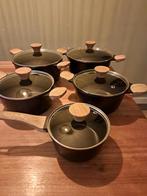Ernesto zwarte Pannenset met Houten Handvatten - Gebruikt, Ophalen, Gebruikt, Overige materialen, Pannenset