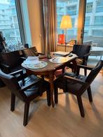 6 Piet Boon Design Stoelen - Leder & Hout, Huis en Inrichting, Ophalen, Gebruikt, Bruin, Vijf, Zes of meer stoelen