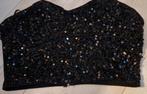sexy strapless pailletten top one size, Verzenden, Maat 38/40 (M), Zwart, Zonder mouw