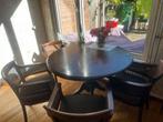 Uitschuifbare ronde eettafel met 4 stoelen, Antiek en Kunst, Ophalen of Verzenden