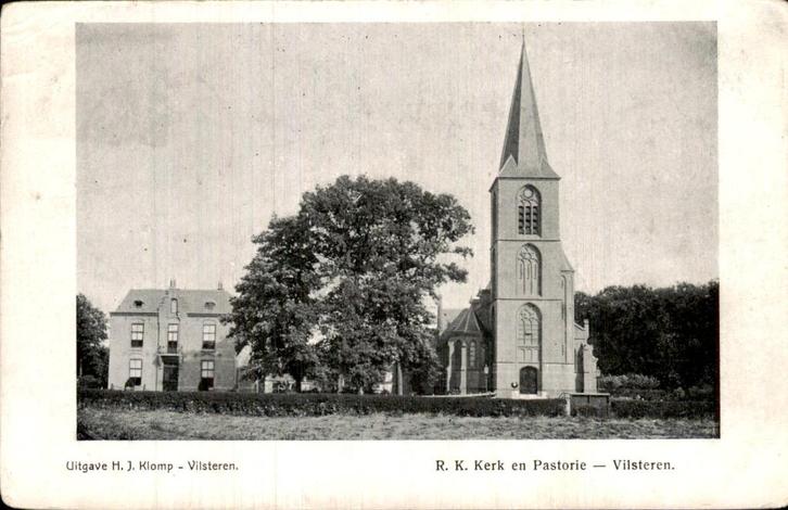 Vilsteren - R.K. Kerk en Pastorie, Verzamelen, Ansichtkaarten | Nederland, Gelopen, Overijssel, Voor 1920, Ophalen of Verzenden