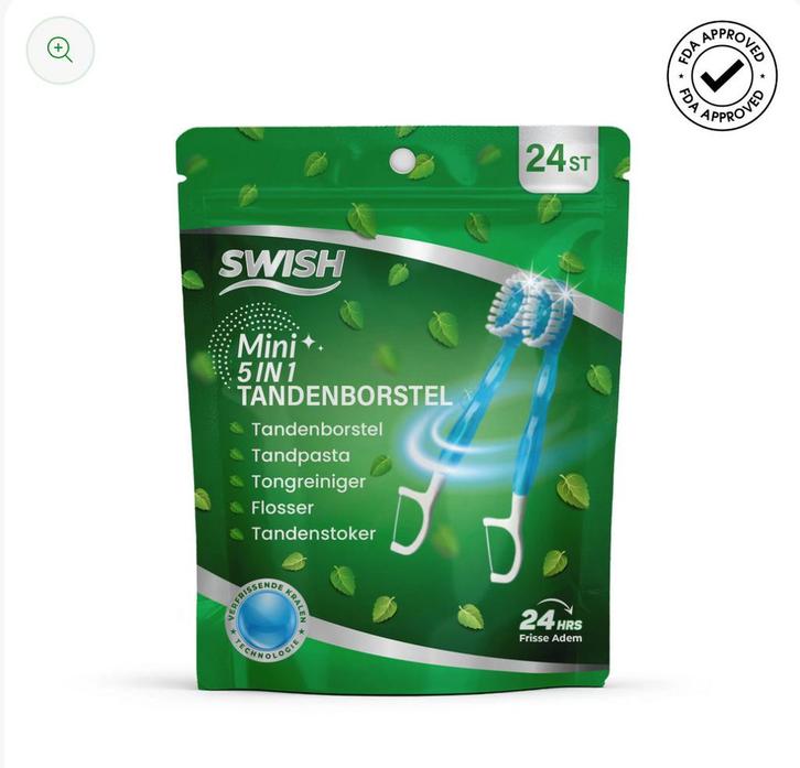 Swish Mini 5-in-1 Tandenborstel - 24 stuks, Sieraden, Tassen en Uiterlijk, Uiterlijk | Mondverzorging, Nieuw, Tandenborstel, Ophalen of Verzenden