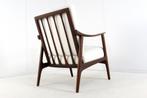 vintage fauteuil gestoffeerd Deens gratis bezorging, Hout, -, Verzenden, -