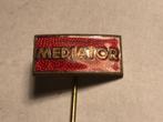 Emaille MEDIATOR RADIO Speld (Rood/Messingkleur)., Verzenden, Zo goed als nieuw, Merk, Speldje of Pin