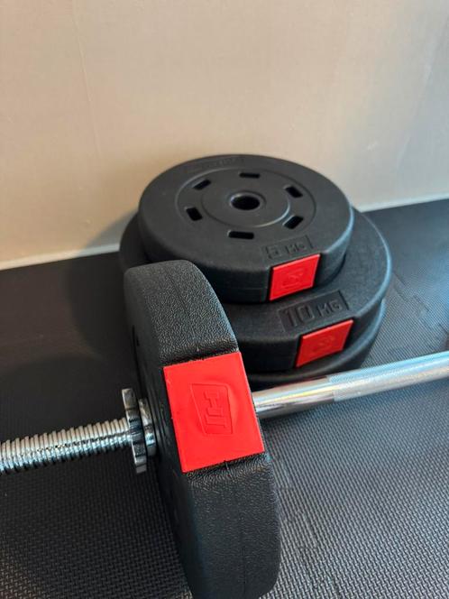 Set halterschijven 2x10 kg + 2x5 kg, Sport en Fitness, Fitnessmaterialen, Zo goed als nieuw, Ophalen