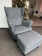IKEA Strandmon Fauteuil + Voetenbank, Ophalen, Zo goed als nieuw, Stof, 75 tot 100 cm