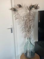 Glazen vaas pauwenveren, Ophalen, Overige kleuren, 75 cm of meer, Glas
