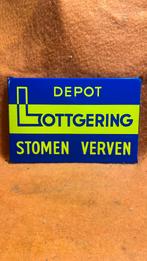 Zeer mooi Emaille bord van Lottgering stomen verven depot, Ophalen of Verzenden, Zo goed als nieuw, Reclamebord
