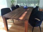6 Donkerblauwe Velvet Eetkamerstoelen, Ophalen, Gebruikt, Blauw, Vijf, Zes of meer stoelen