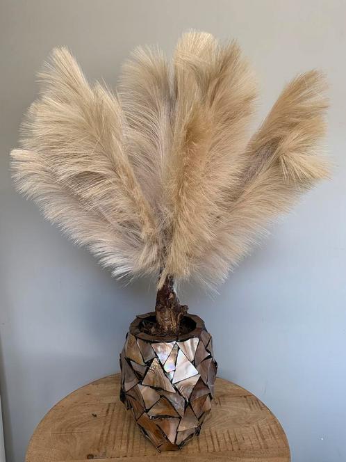ERIC KUSTER MOTHER OF PEARL VAAS INC PAMPAS VEREN BOOM, Huis en Inrichting, Woonaccessoires | Vazen, Nieuw, 75 cm of meer, Ophalen