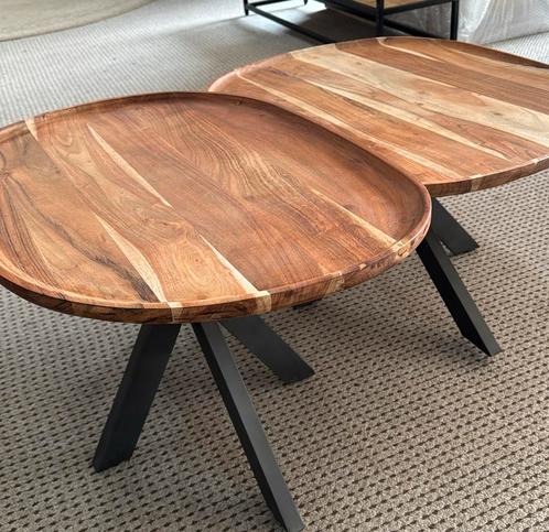 Salontafelset Ginny, Huis en Inrichting, Tafels | Salontafels, Nieuw, Minder dan 50 cm, 50 tot 100 cm, 50 tot 100 cm, Ovaal, Overige houtsoorten