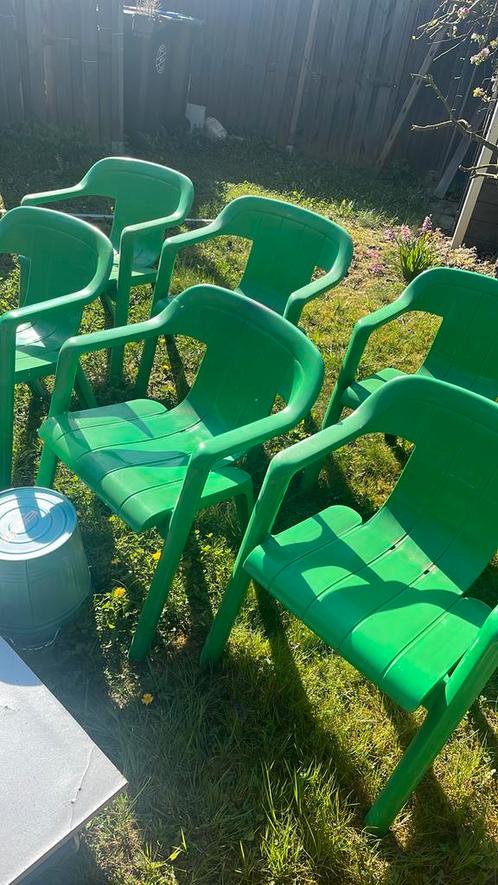 Vintage stapelbare kuipstoeltjes, Tuin en Terras, Tuinstoelen, Gebruikt, Kunststof, Stapelbaar, Ophalen of Verzenden