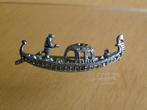 BROCHE ZILVER MARKASIET EDELSTEEN 4,2 gr VENETIË GONDEL, 4 tot 7 cm, Gebruikt, Ophalen of Verzenden, Met edelsteen