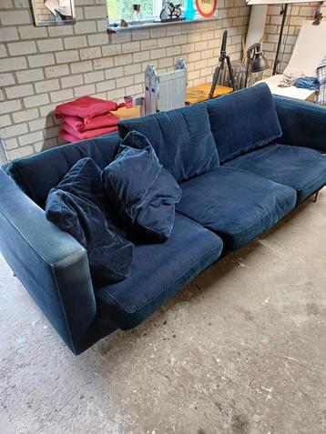 Blauw, ribstoffen 3 zitsbank beschikbaar voor biedingen