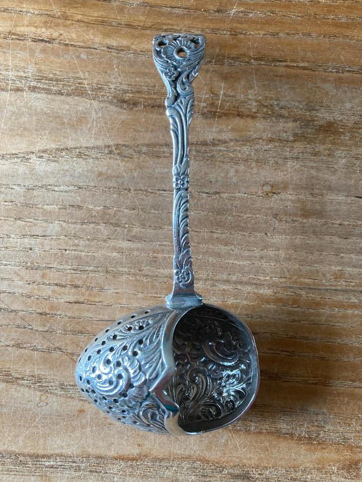 Vintage Gero GN O 90 verzilverde theezeef theeei, Antiek en Kunst, Antiek | Bestek, Ophalen of Verzenden