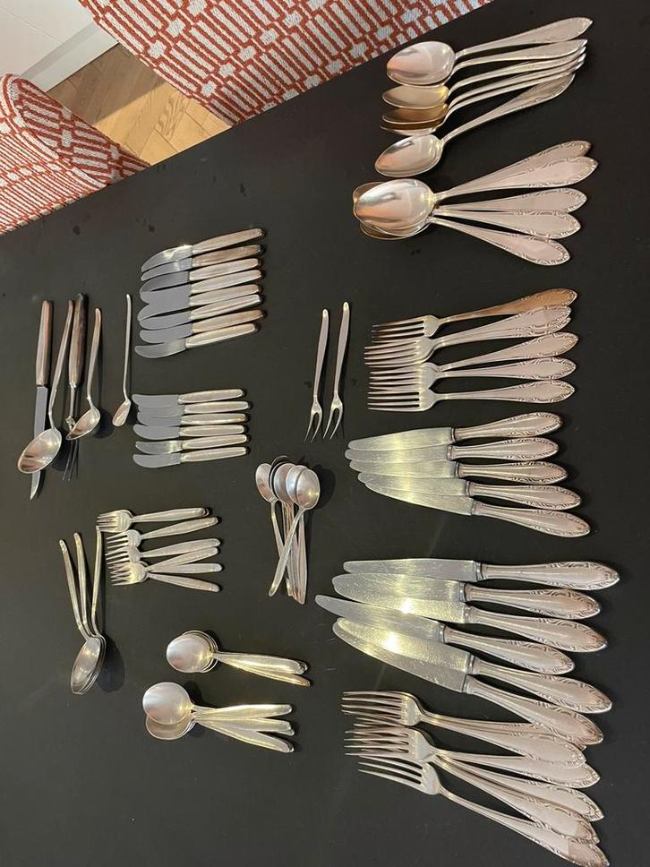 Vintage verzilverd bestek, Antiek en Kunst, Antiek | Goud en Zilver, Zilver, Ophalen of Verzenden