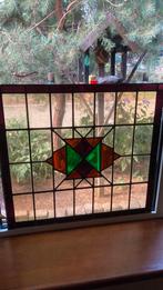 Heel apart antiek glas in lood raam art deco, Ophalen, Gevelraam of Ruit, Zo goed als nieuw, Minder dan 80 cm