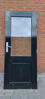 Hardhouten buitendeur met dubbelglas, Doe-het-zelf en Verbouw, Deuren en Horren, Ophalen, Gebruikt, 80 tot 100 cm, Minder dan 200 cm