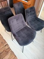 Eetkamerstoel velvet zwart Xenos 4 stuks, Huis en Inrichting, Stoelen, Ophalen, Zo goed als nieuw, Zwart