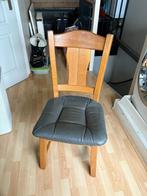 Eiken houten stoelen met leren zitting, Huis en Inrichting, Ophalen, Gebruikt, Vier
