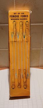 Vintage fonduevork met houten handvatten, Witgoed en Apparatuur, Fonduesets, Ophalen of Verzenden, Gebruikt, Brander, Fondueset