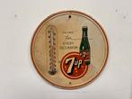Vintage 7up Reclamebord met Thermometer, Reclamebord, Gebruikt, ., Ophalen of Verzenden
