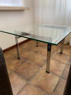 Glazen bijzettafel, Huis en Inrichting, Tafels | Bijzettafels, Minder dan 55 cm, Gebruikt, Vierkant, Glas