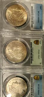 8 Morgan Dollars in Slab - Zilveren Munten ngc pcgs zeldzaam, Ophalen of Verzenden, Noord-Amerika, Zilver