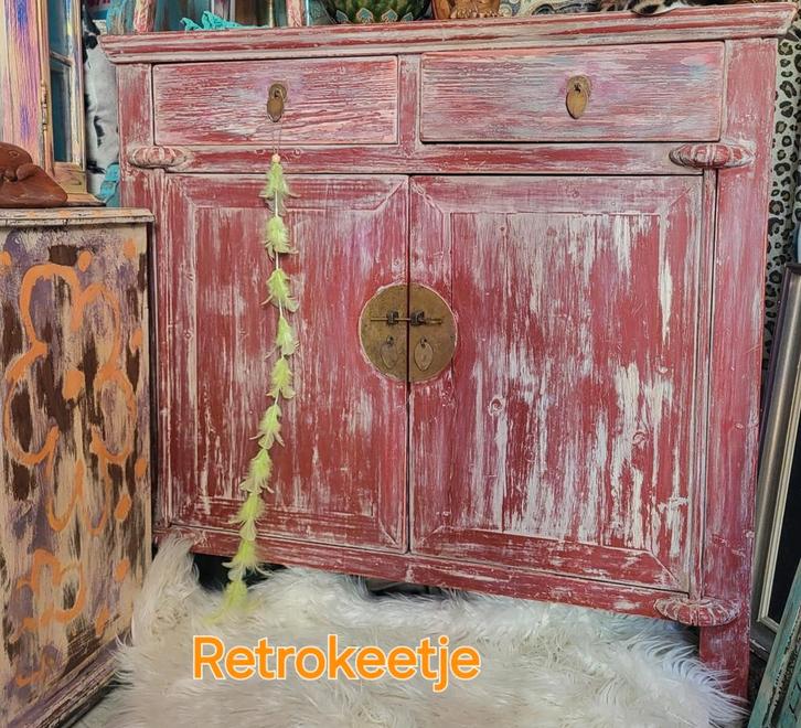 Vintage/Shabby/Chinese/Kast, Antiek en Kunst, Curiosa en Brocante, Ophalen
