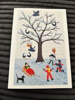 313. Wenskaart illustr Kinderen spelen sneeuw, Diversen, Wenskaarten, Ophalen of Verzenden, Zo goed als nieuw