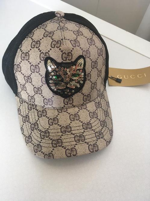 Gucci pet - cap - bruin - cat logo - NIEUW, Kleding | Heren, Hoeden en Petten, Nieuw, Pet, One size fits all, Verzenden