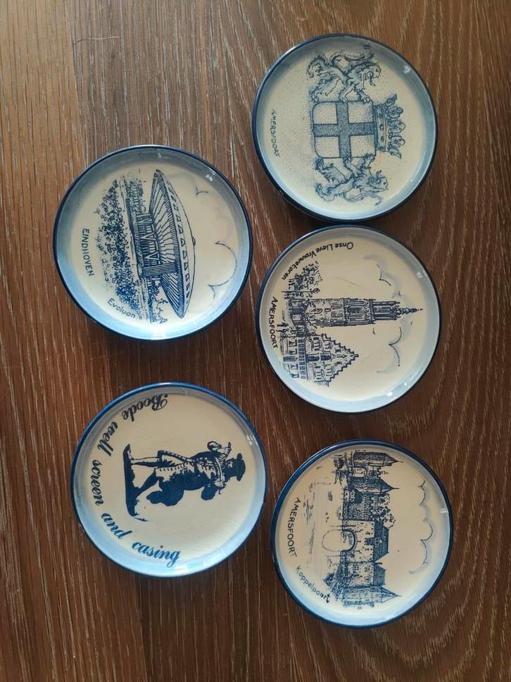 5x Delfts Blauwe Onderzetters, Antiek en Kunst, Antiek | Schalen, Ophalen of Verzenden
