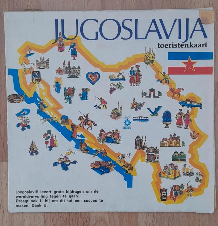 Oude Toeristenkaart Joegoslavië 1981, Boeken, Atlassen en Landkaarten, Gelezen, Landkaart, Overige gebieden, 1800 tot 2000, Ophalen of Verzenden
