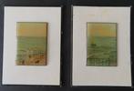 2 geëmailleerde strandtafereeltjes, Antiek en Kunst, Ophalen of Verzenden