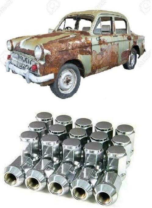 Set chromen wielmoeren voor uw oldtimer! Nieuw!, Auto diversen, Wieldoppen, Nieuw, Ophalen of Verzenden
