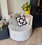 Ronde lounge stoel velvet beige, Huis en Inrichting, Fauteuils, Ophalen, Zo goed als nieuw, 75 tot 100 cm, Stof