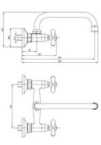 Nostalgische keukenkraan, nostalgische wandkraan, Symetrio, Verzenden, Nieuw, Chroom, Kraan