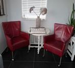 2 of 4 leren stoelen, Ophalen, Zo goed als nieuw, Rood