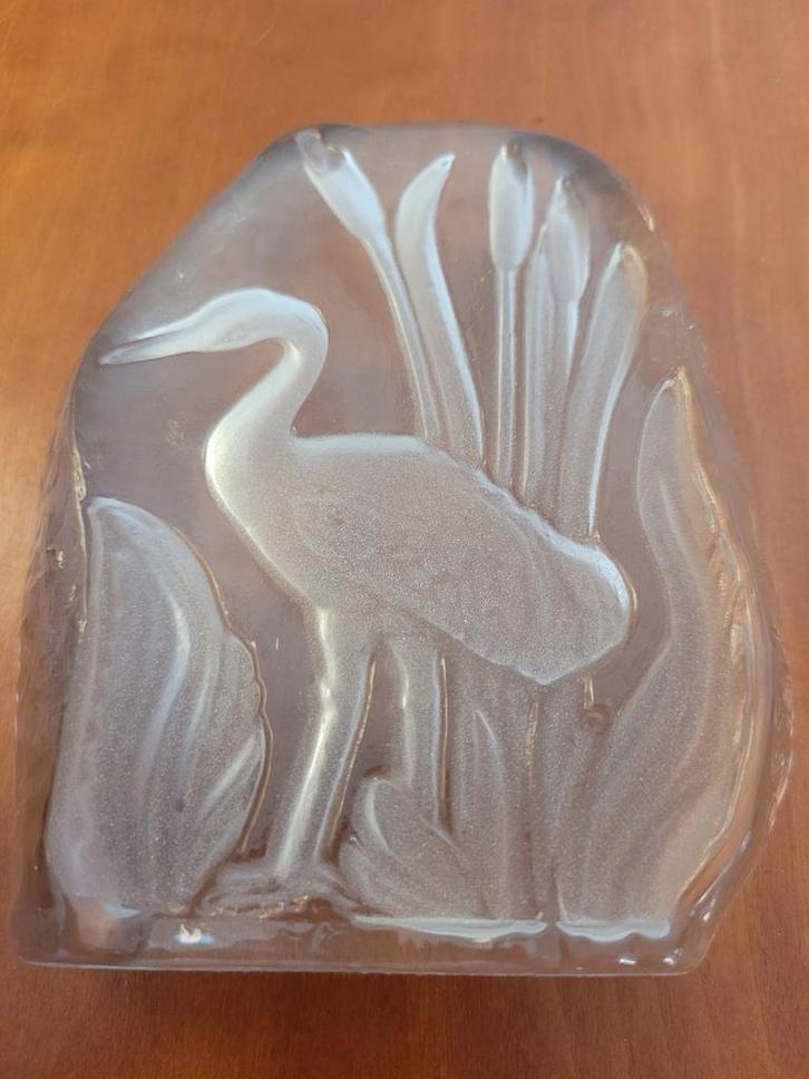 Presse papier van kristal reiger Goebel en andere, Verzamelen, Porselein, Kristal en Bestek, Zo goed als nieuw, Beeldje(s), Kristal