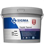 Sigma Façade Topcoat Satin 10L - Buitengevel Verf, Doe-het-zelf en Verbouw, Verf, Beits en Lak, 5 tot 10 liter, Wit, Nieuw, Ophalen of Verzenden