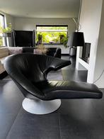 Leolux Parabolica fauteuil in zwart leer - aluminium voet, Huis en Inrichting, Fauteuils, Ophalen, Minder dan 50 cm, 100 tot 125 cm