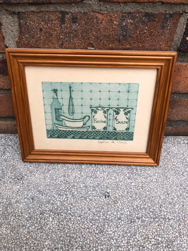 Vintage Keukenprint - Laetitia de Haas, Antiek en Kunst, Kunst | Etsen en Gravures, Ophalen of Verzenden